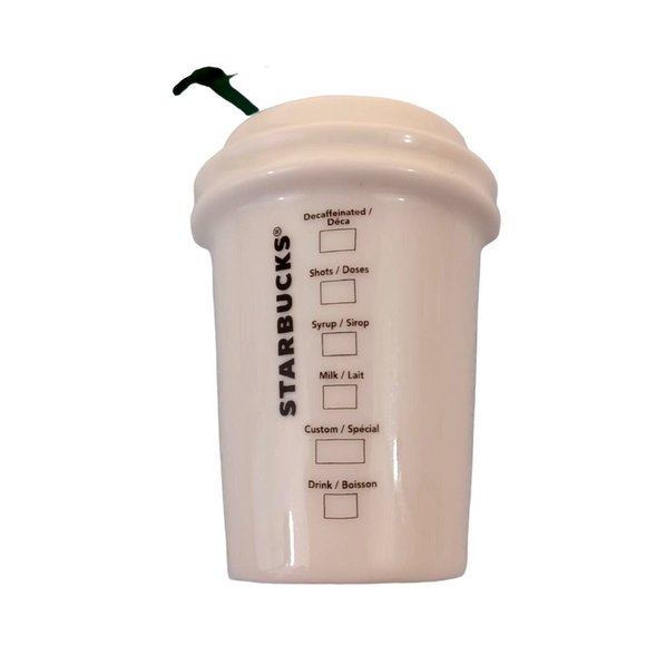 New 2015 Ceramic 2.5" Starbucks White Coffee Cup Christmas Holiday Ornament - Picture 2 of 4